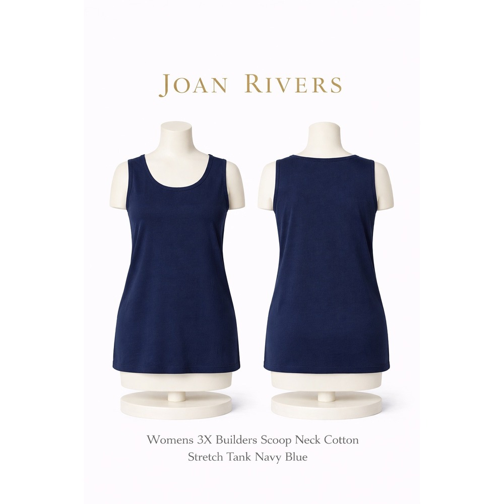 Joan Rivers Wardrobe Builders Navy Blue Scoop Neck Cotton Stretch Tank Top 3X